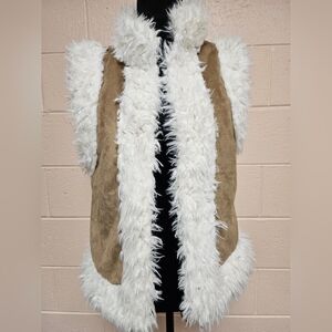 Old Navy Tan and White Faux Fur Vest